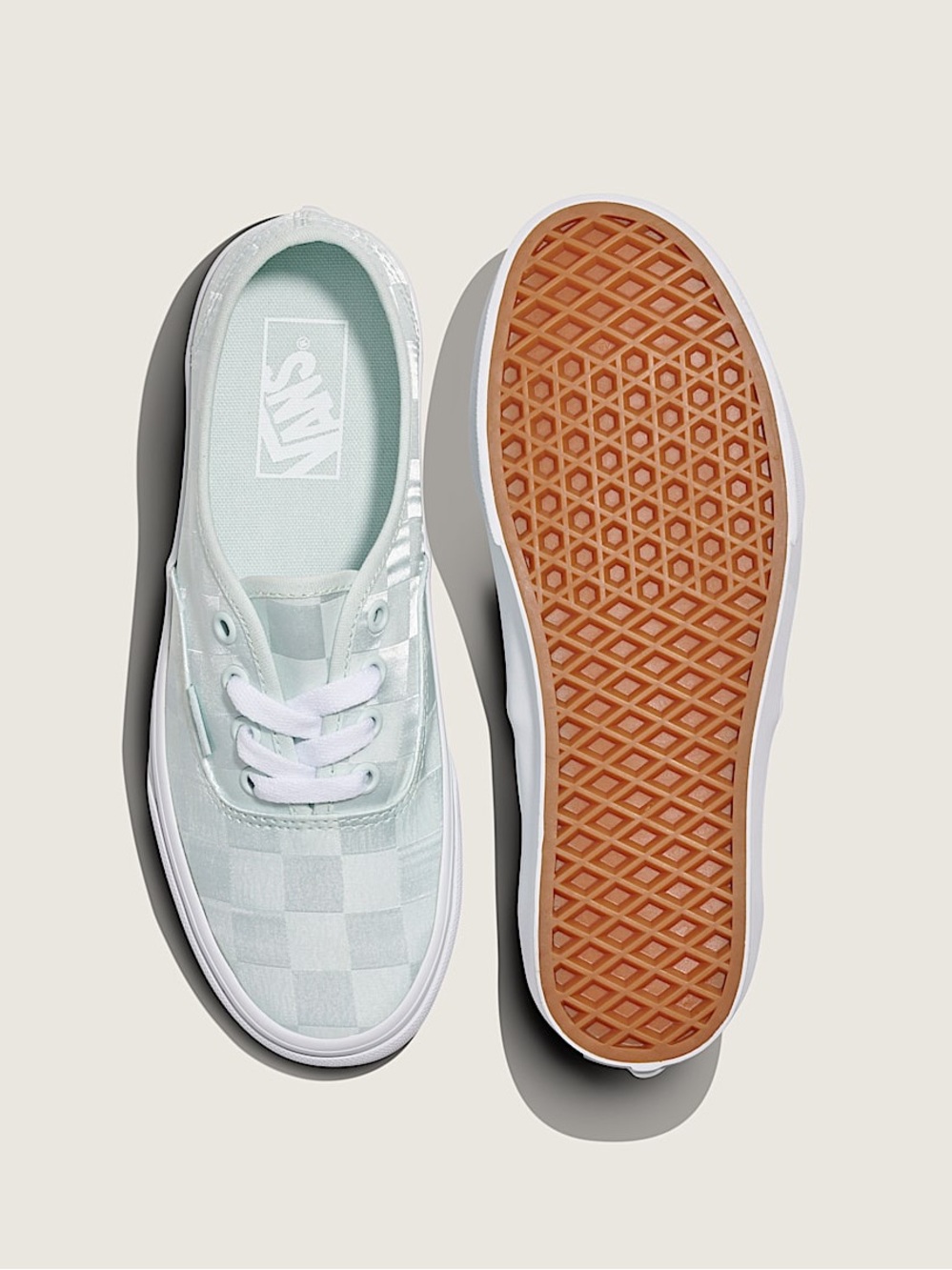 Vans Checkerboard Low-Top Sneakers — Mint Green/White